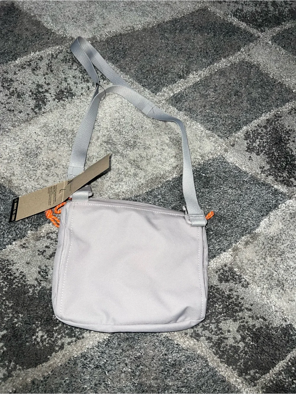 Grey Crossbody Organizer Bag with Orange Accents